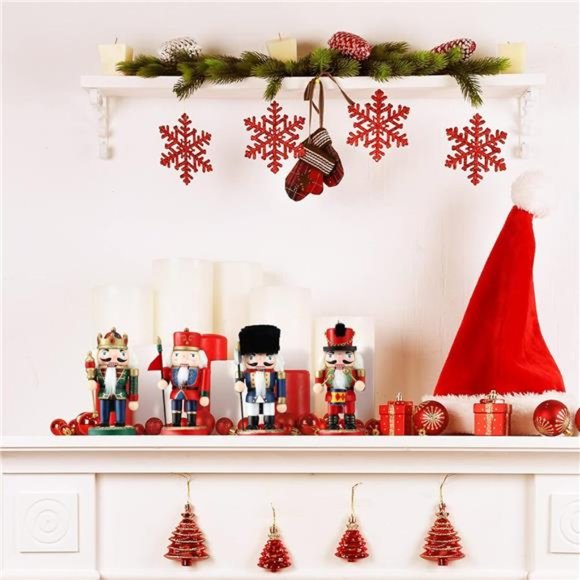 4 Pcs |  Decorative Nutcracker  |  6.3 Inches Handmade Wooden Figures Soldier - Picture 4 of 7